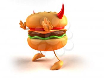 Royalty Free 3d Clipart Image of a Hamburger with Devil's Horns