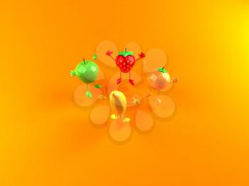 Royalty Free 3d Clipart Image of a Assorted Fruit