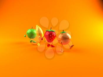 Royalty Free 3d Clipart Image of Assorted Fruit