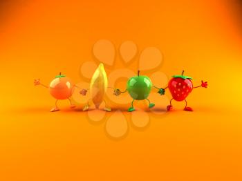 Royalty Free 3d Clipart Image of Assorted Fruit