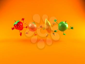 Royalty Free 3d Clipart Image of Assorted Fruit