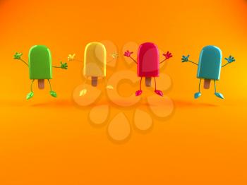 Royalty Free 3d Clipart Image of Popsicles