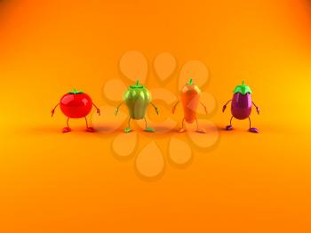 Royalty Free 3d Clipart Image of Assorted Vegetables