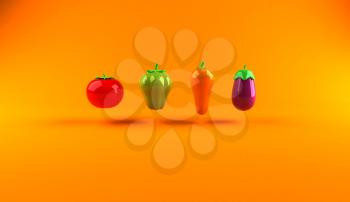 Royalty Free 3d Clipart Image of Assorted Vegetables