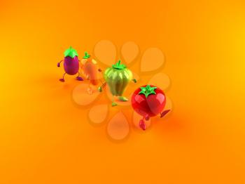 Royalty Free 3d Clipart Image of Assorted Vegetables