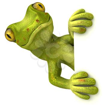 Royalty Free 3d Clipart Image of a Gecko Holding a Sign