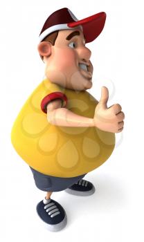 Royalty Free Clipart Image of an Overweight Man Giving a Thumbs Up