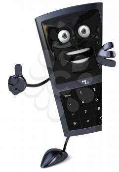 Royalty Free Clipart Image of a Cellphone Giving a Thumbs Up