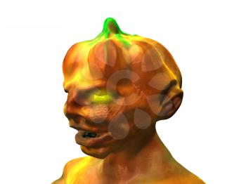 Royalty Free 3d Clipart Image of a Pumpkin Head Monster