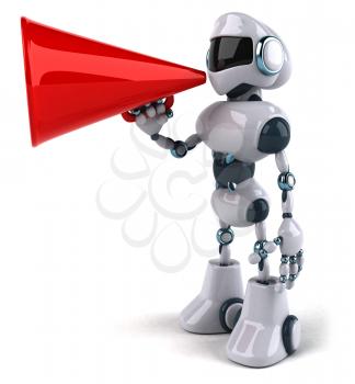 Royalty Free Clipart Image of a Robot With a Megaphone