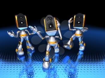 Royalty Free 3d Clipart Image of Stereo Head Robots