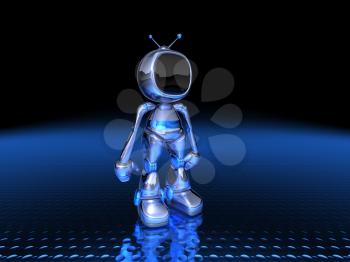 Royalty Free 3d Clipart Image of a Television Robot