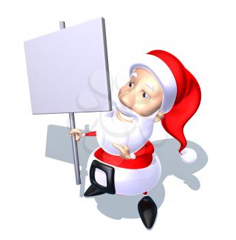 Royalty Free 3d Clipart Image of Santa Holding a Sign