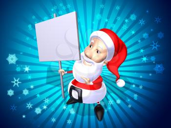 Royalty Free 3d Clipart Image of Santa Holding a Sign