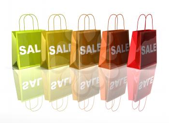 Royalty Free 3d Clipart Image of Shopping Bags with the Word Sale on Them