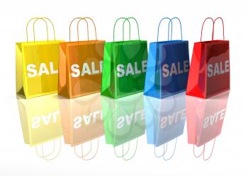 Royalty Free 3d Clipart Image of Shopping Bags with the Word Sale on Them