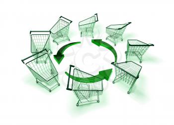 Royalty Free 3d Clipart Image of Shopping Carts With Arrows