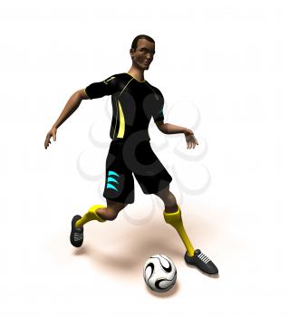 Royalty Free 3d Clipart Image of an African American Male Playing Soccer