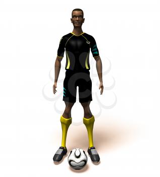 Royalty Free 3d Clipart Image of an African American Male Playing Soccer