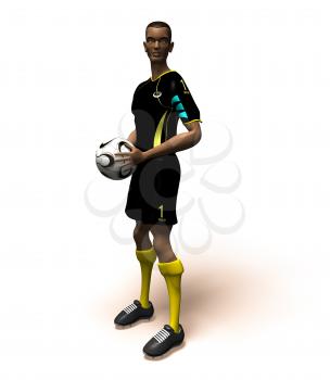 Royalty Free 3d Clipart Image of an African American Male Playing Soccer