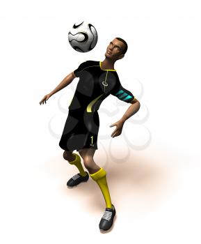 Royalty Free 3d Clipart Image of an African American Male Playing Soccer