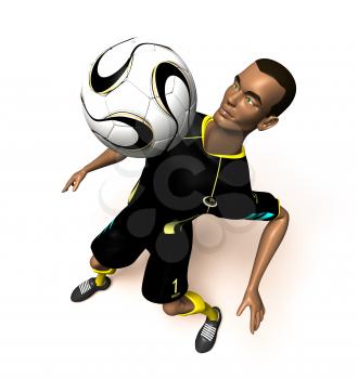 Royalty Free 3d Clipart Image of an African American Male Playing Soccer