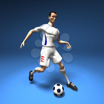 Royalty Free 3d Clipart Image of a Male Soccer Player