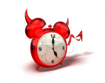 Royalty Free 3d Clipart Image of a Red Devil Alarm Clock