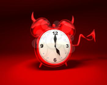 Royalty Free 3d Clipart Image of a Red Devil Alarm Clock