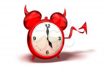 Royalty Free 3d Clipart Image of a Red Devil Alarm Clock