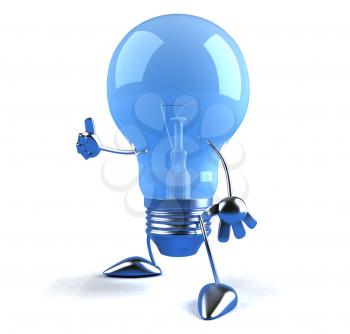 Royalty Free 3d Clipart Image of a Blue Light Bulb