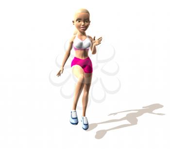 Royalty Free 3d Clipart Image of a Girl Exercising