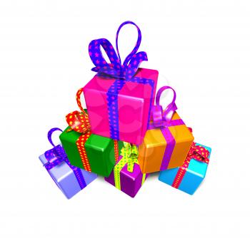 Royalty Free 3d Clipart Image of a Pyramid of Gifts