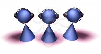 Royalty Free 3d Clipart Image of Cone Figures Wearing a Headset