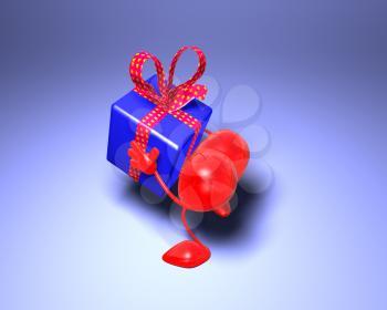 Royalty Free 3d Clipart Image of a Heart Holding a Gift