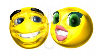 Royalty Free 3d Clipart Image of Two Smiley Emoticons