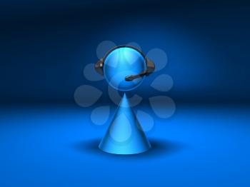 Royalty Free 3d Clipart Image of a Cone Figure Wearing a Headset