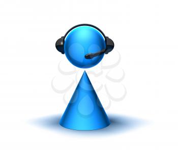 Royalty Free 3d Clipart Image of a Cone Figure Wearing a Headset