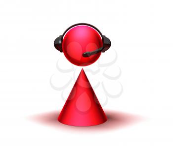 Royalty Free 3d Clipart Image of a Cone Figure Wearing a Headset