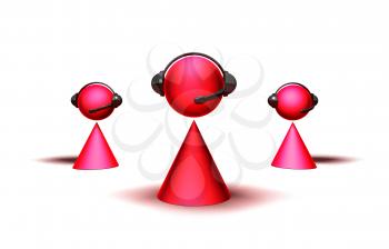 Royalty Free 3d Clipart Image of a Cone Figure Wearing a Headset