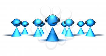 Royalty Free 3d Clipart Image of a Cone Figure Wearing a Headset