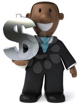 Royalty Free Clipart Image of a Man With a Dollar Sign