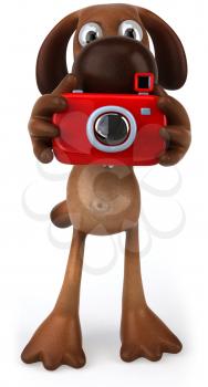 Royalty Free Clipart Image of a Dog With a Camera