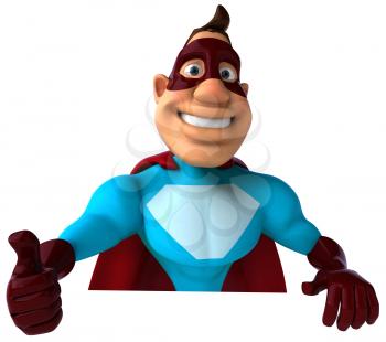 Royalty Free Clipart Image of a Superhero Giving a Thumbs Up