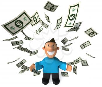 Royalty Free Clipart Image of a Man Juggling Dollar Bills