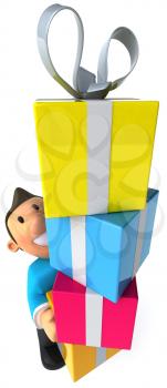 Royalty Free Clipart Image of a Man With Gifts