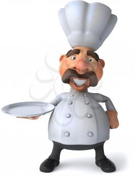 Royalty Free Clipart Image of a Chef With a Plate