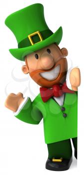 Royalty Free Clipart Image of a Waving Leprechaun