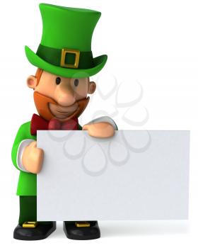 Royalty Free Clipart Image of a Leprechaun With a Sign