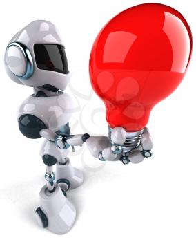 Royalty Free Clipart Image of a Robot With a Lightbulb